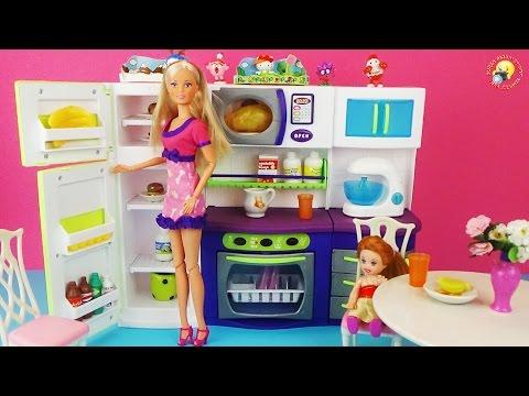 Игрушечная кухня для кукол Барби, Штеффи. Развивающее видео / Toy Kitchen For Dolls Barbie, Steffi